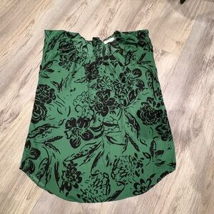 LC Lauren Conrad Green Floral Blouse